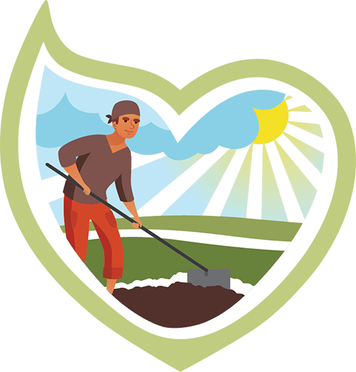 A man is using a shovel to work on the ground.