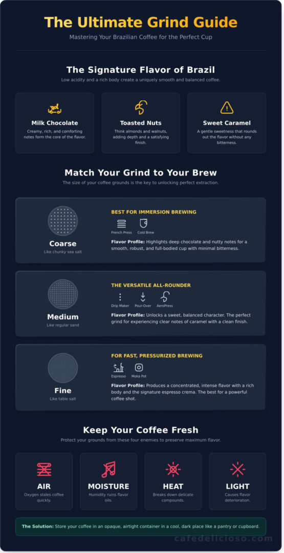Brazil Coffee Grounds: The Ultimate Guide to Grind Size & Flavor - Infographic