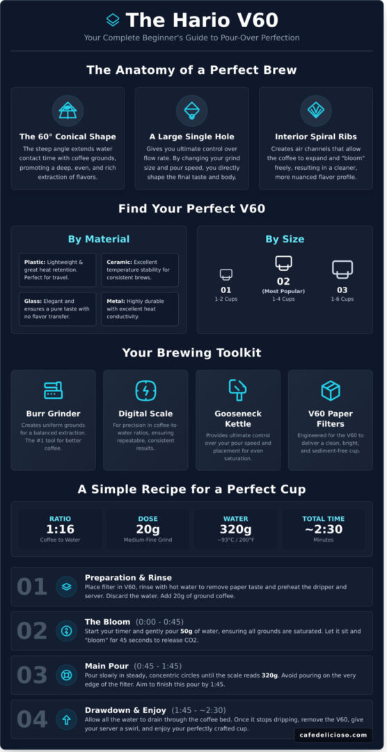 How to Brew Coffee with a Hario V60: A Complete Beginner’s Guide - Infographic
