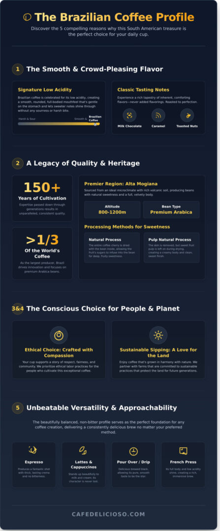Why Choose Brazilian Coffee Beans? 5 Reasons to Make It Your Daily Brew - Infographic